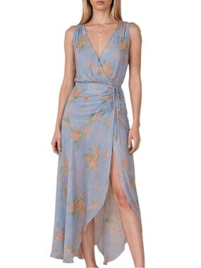 Veronica Beard Dovima Silk Floral Wrap Dress Blue Orange Size 10